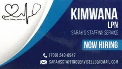 Kimwana Hiring Card — Matteson, IL — Caan Academy Of Nursing